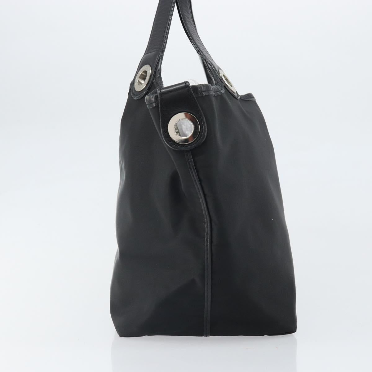 BURBERRY Hand Bag Nylon Black Silver Auth bs33085