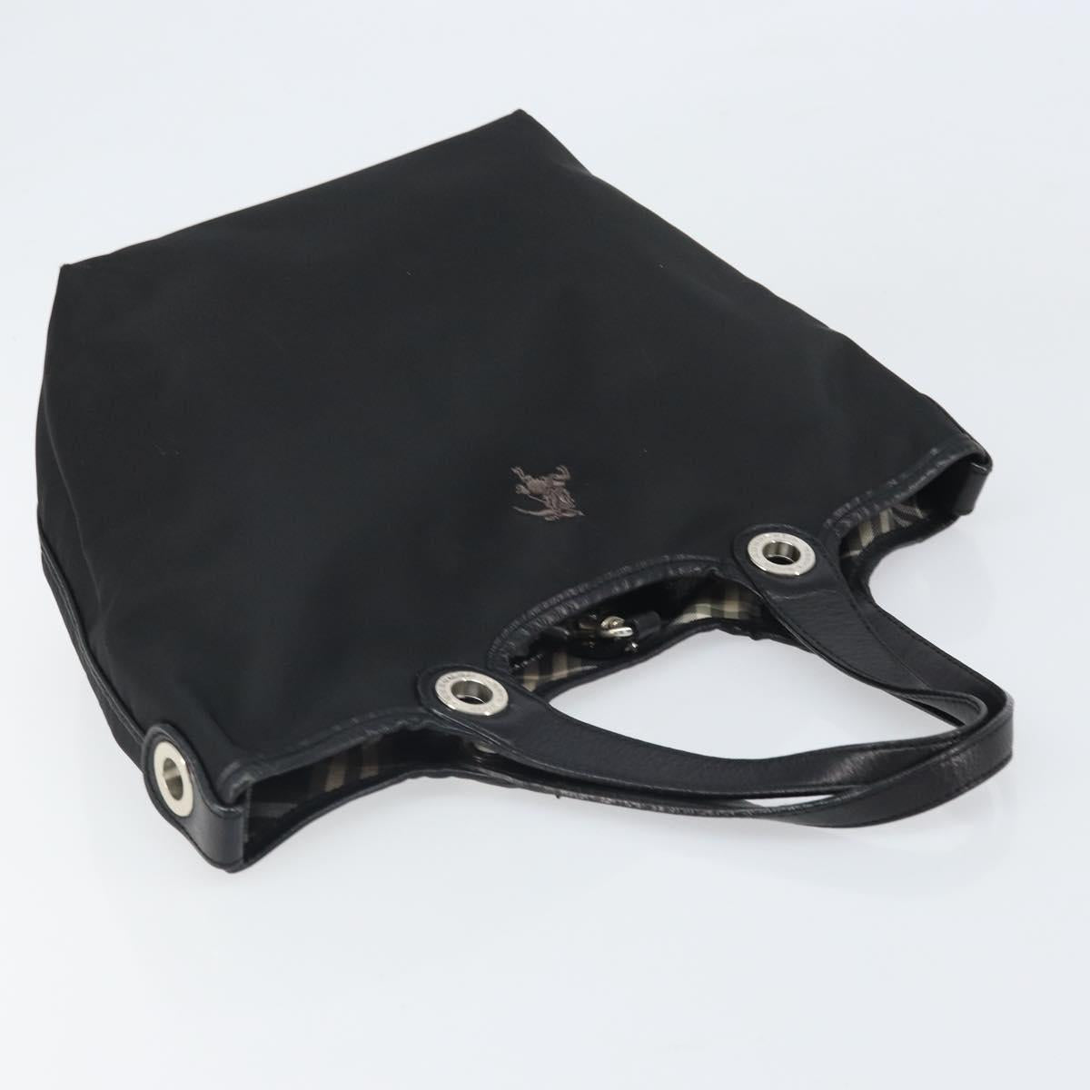 BURBERRY Hand Bag Nylon Black Silver Auth bs33085
