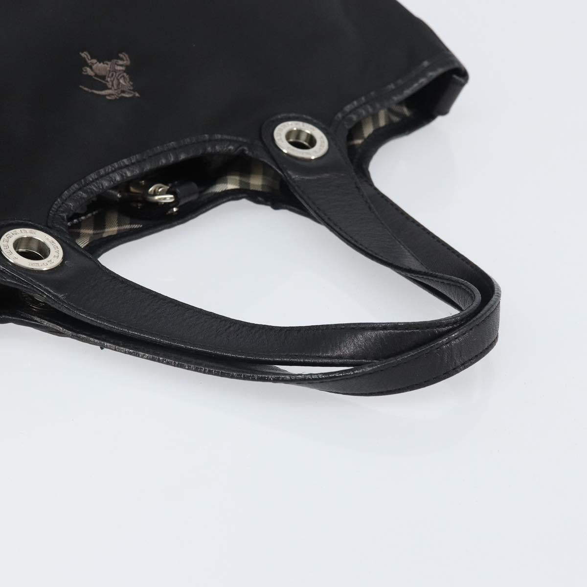 BURBERRY Hand Bag Nylon Black Silver Auth bs33085