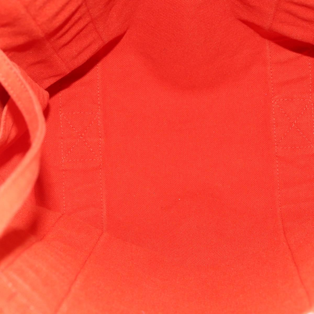 HERMES Sac De Plage Tote Bag Canvas Orange Silver Auth bs33086
