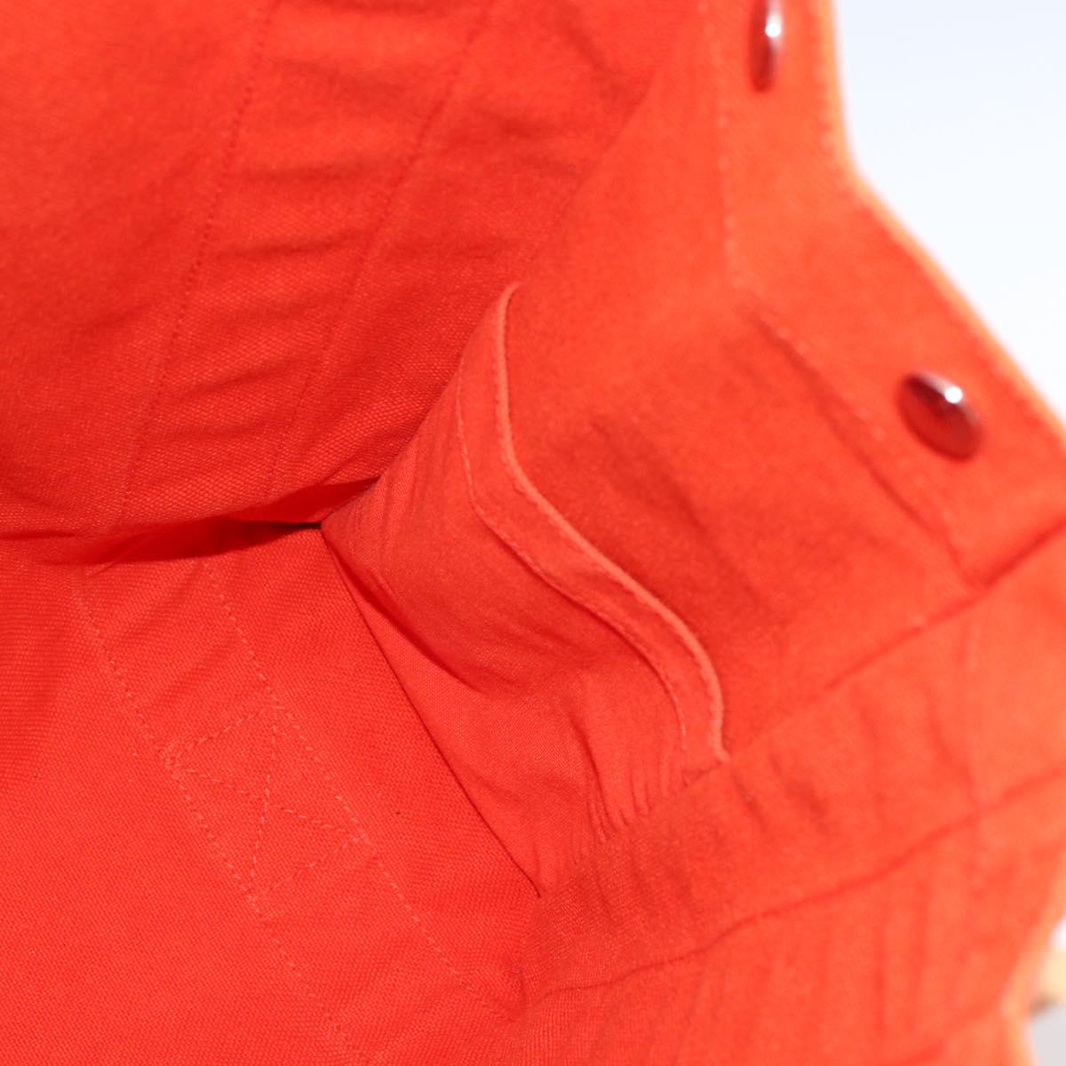 HERMES Sac De Plage Tote Bag Canvas Orange Silver Auth bs33086