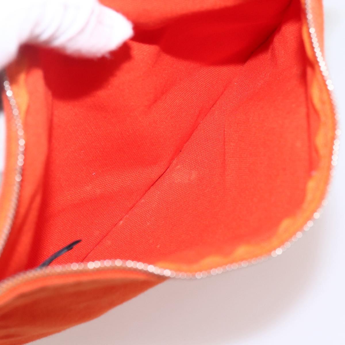 HERMES Sac De Plage Tote Bag Canvas Orange Silver Auth bs33086
