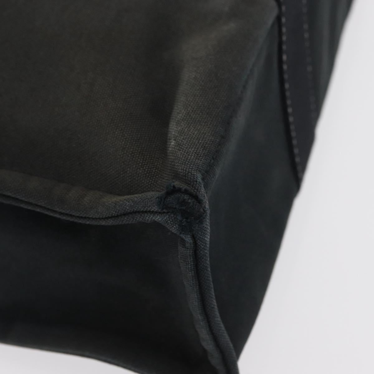 HERMES Deauville Hand Bag Canvas Black Auth bs33087