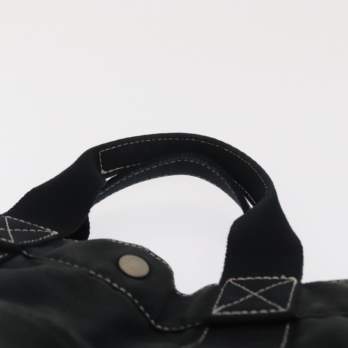 HERMES Deauville Hand Bag Canvas Black Auth bs33087