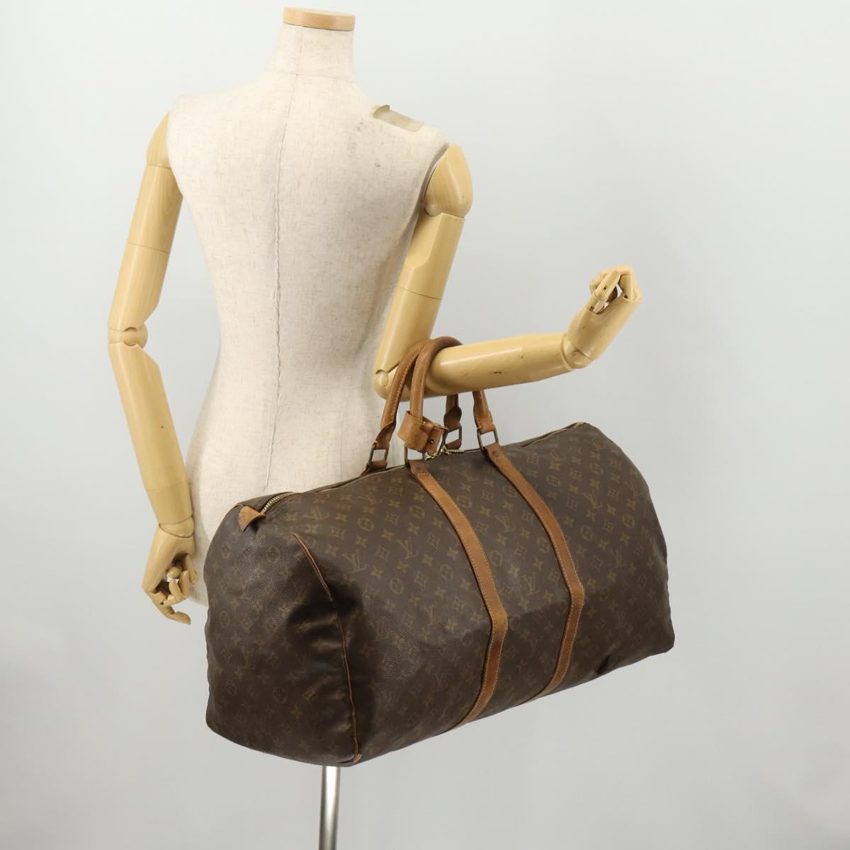 LOUIS VUITTON Monogram Keepall 55 Boston Bag M41424 LV Auth bs33096