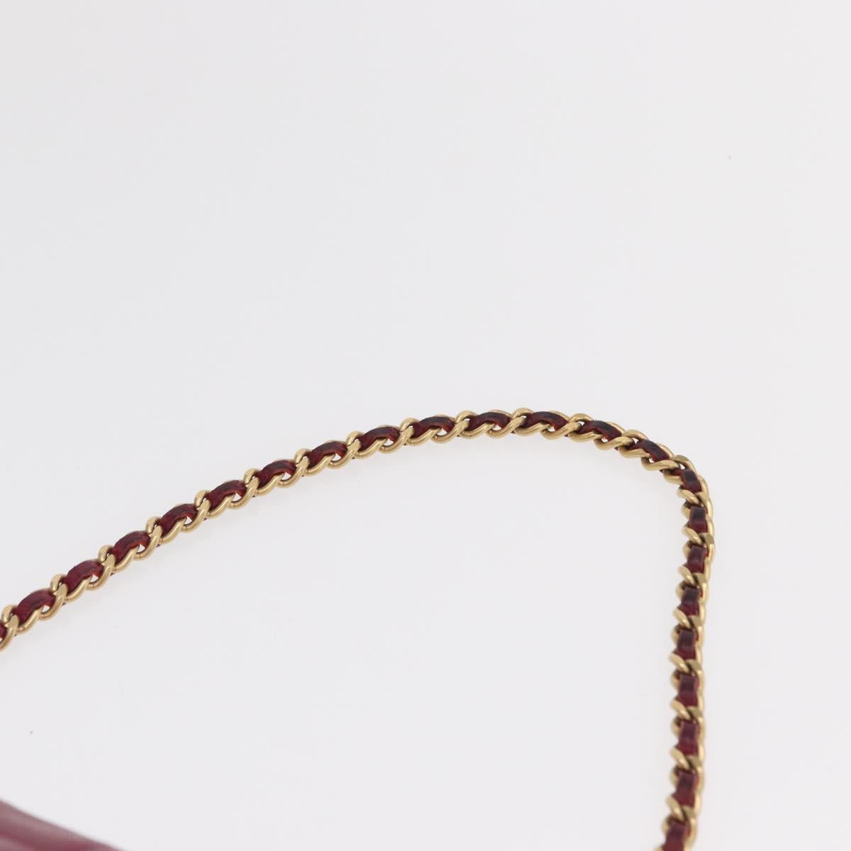 CHANEL Choco Bar Hand Bag Lamb Skin Orange Gold CC Auth bs33102