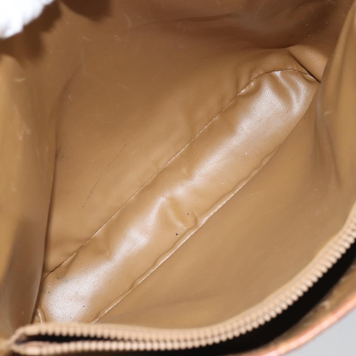 CELINE Macadam Canvas Hand Bag PVC Leather Brown Gold Auth bs33103