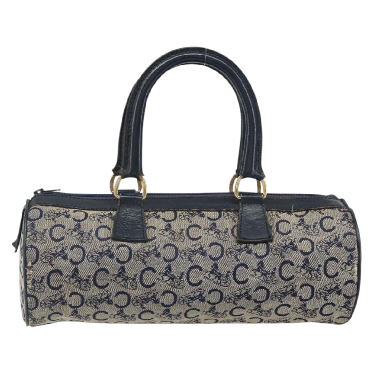 CELINE C Sulky Hand Bag Canvas Navy Auth bs33104