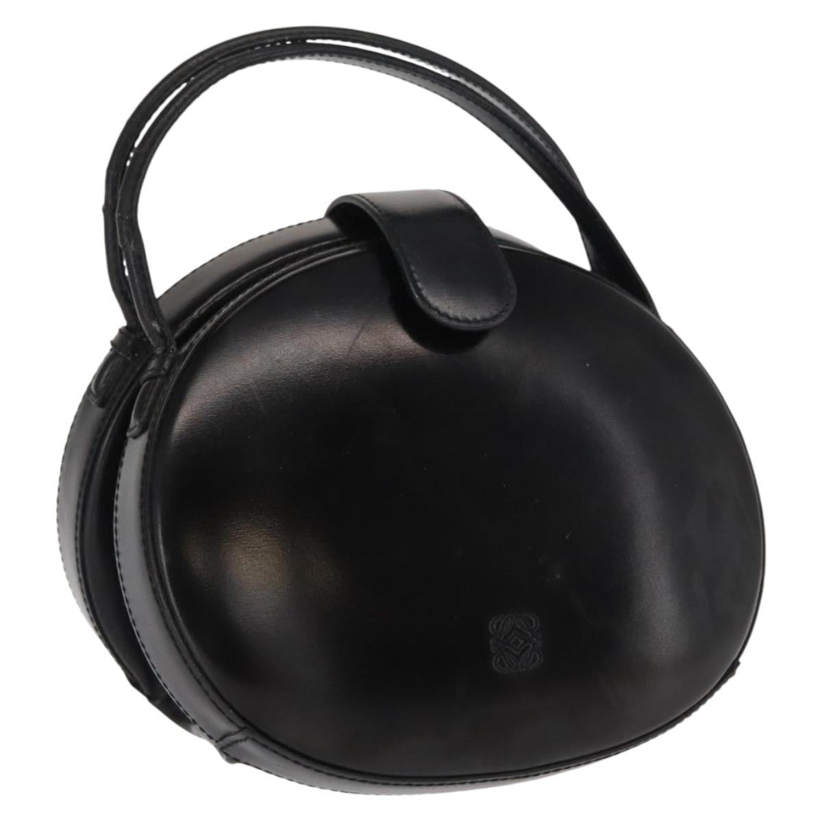 LOEWE Hand Bag Leather Black Gold Auth bs33105