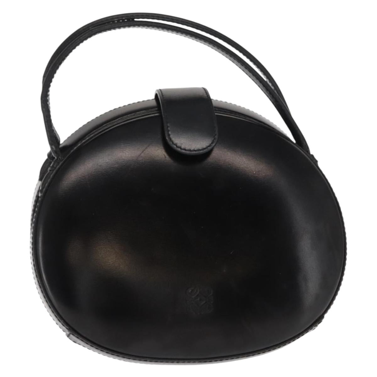 LOEWE Hand Bag Leather Black Gold Auth bs33105