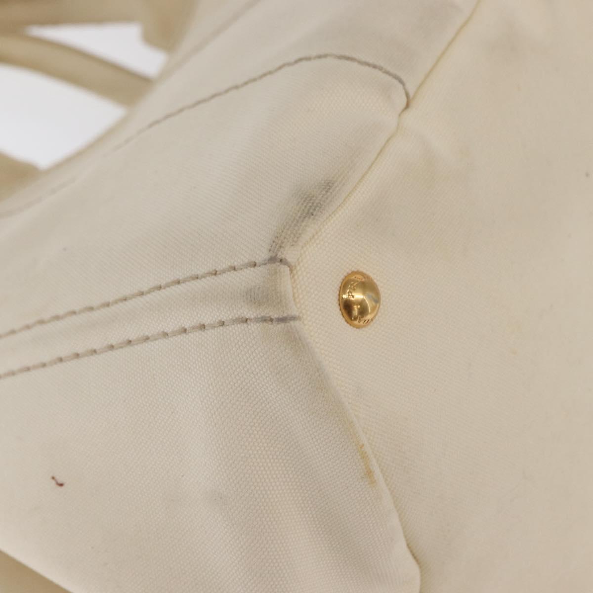 PRADA Canapa GM Hand Bag Canvas White Gold Auth bs33107