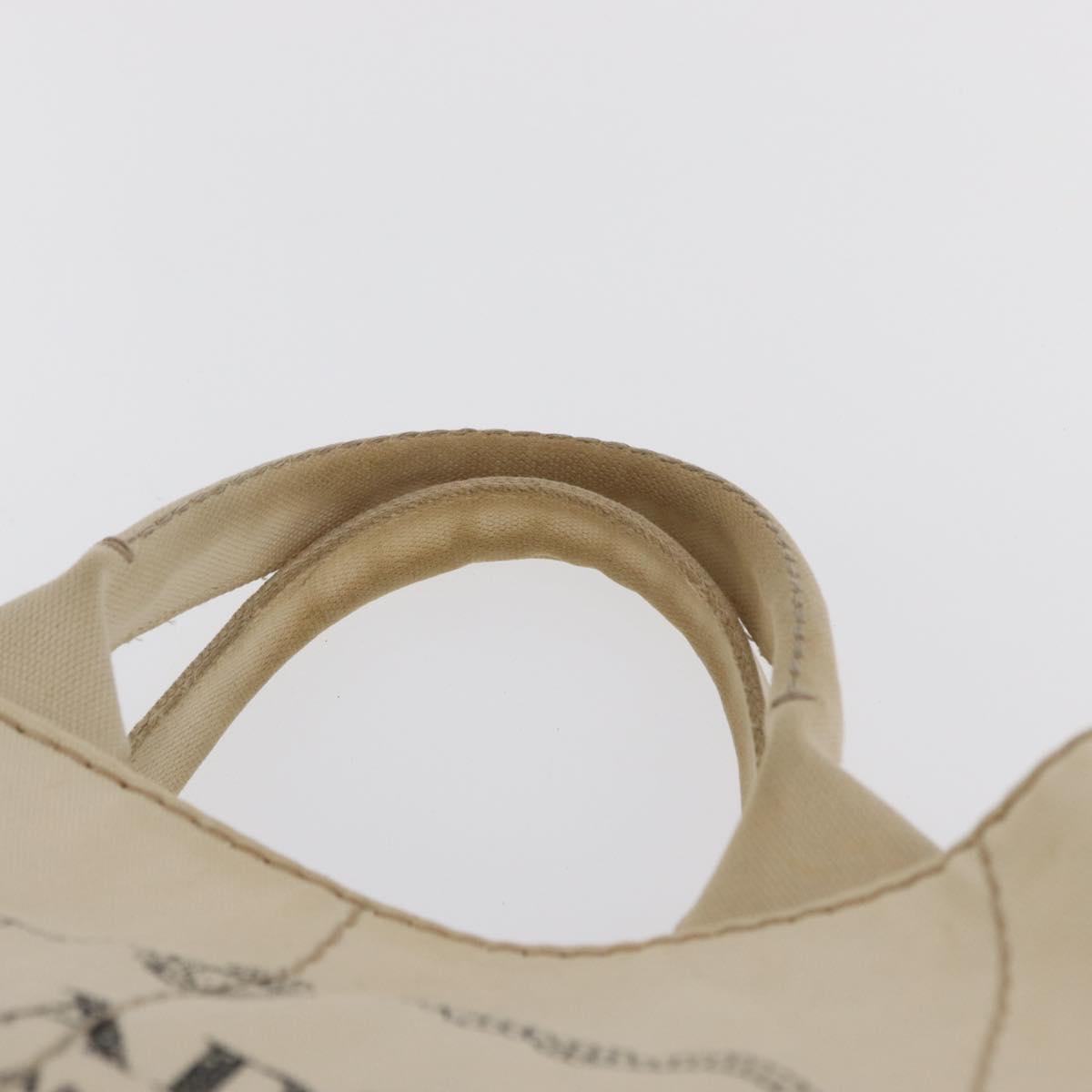 PRADA Canapa GM Hand Bag Canvas White Gold Auth bs33107