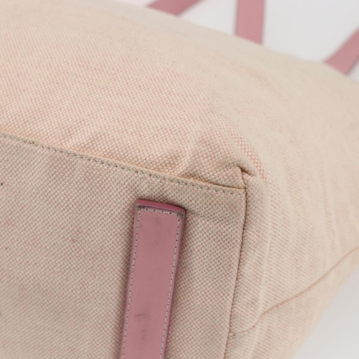PRADA Tote Bag Canvas Pink Silver Auth bs33108
