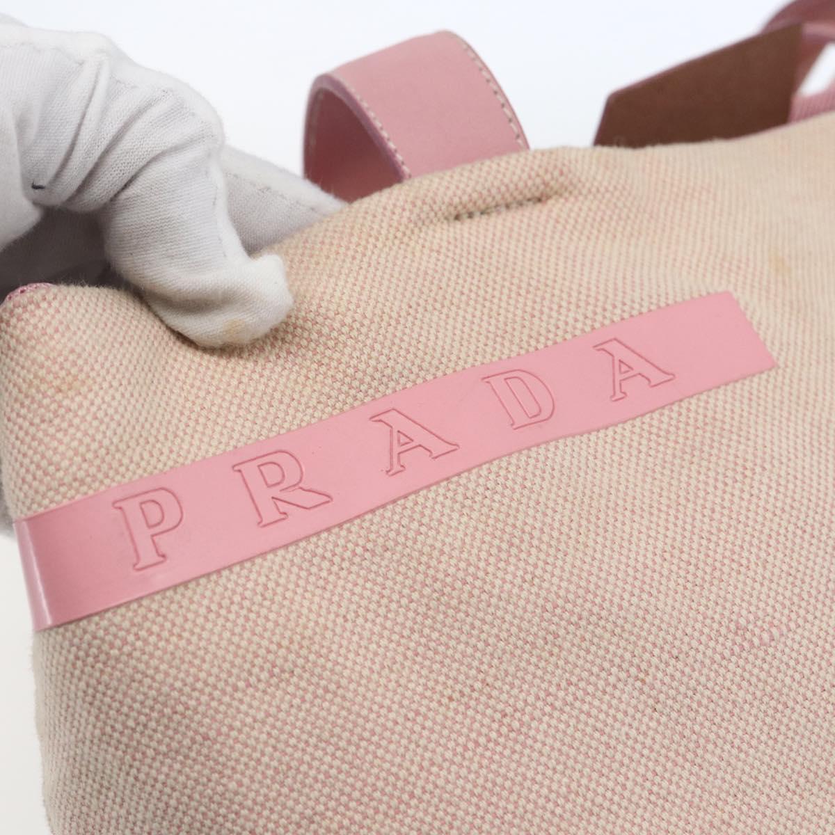 PRADA Tote Bag Canvas Pink Silver Auth bs33108