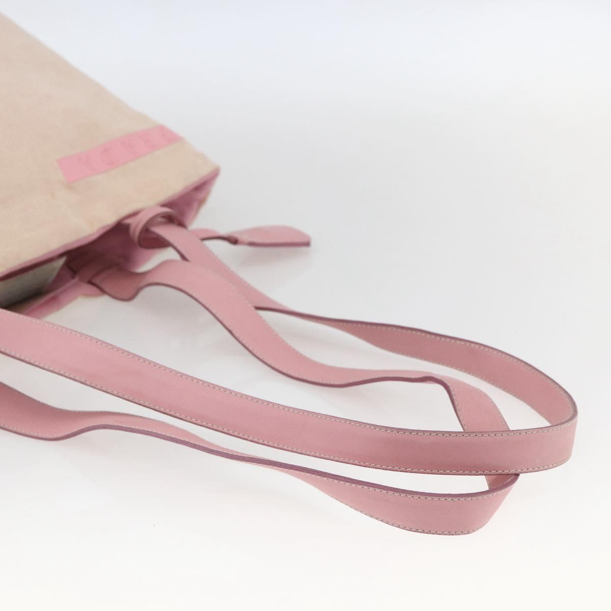 PRADA Tote Bag Canvas Pink Silver Auth bs33108