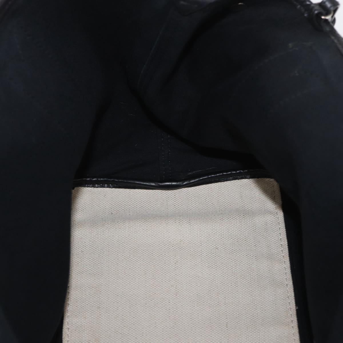 BALENCIAGA Hand Bag Canvas White Black 339933 Auth bs33110