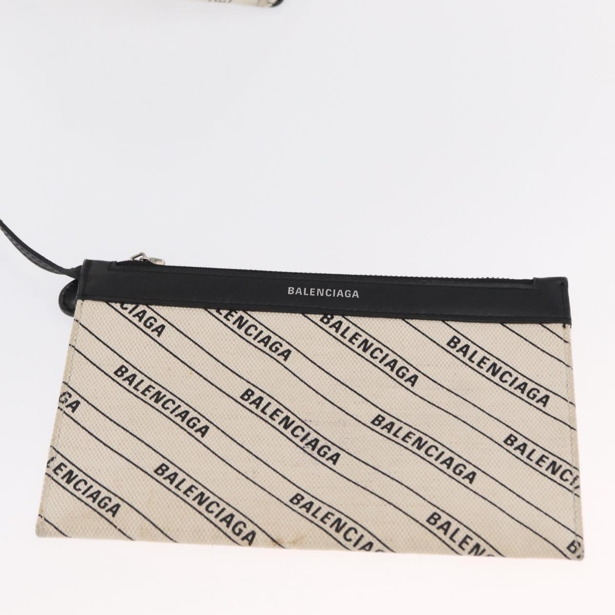 BALENCIAGA Hand Bag Canvas White Black 339933 Auth bs33110