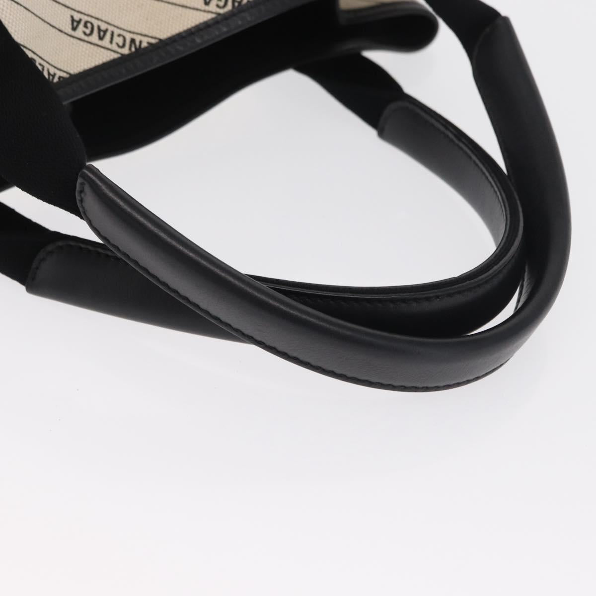 BALENCIAGA Hand Bag Canvas White Black 339933 Auth bs33110