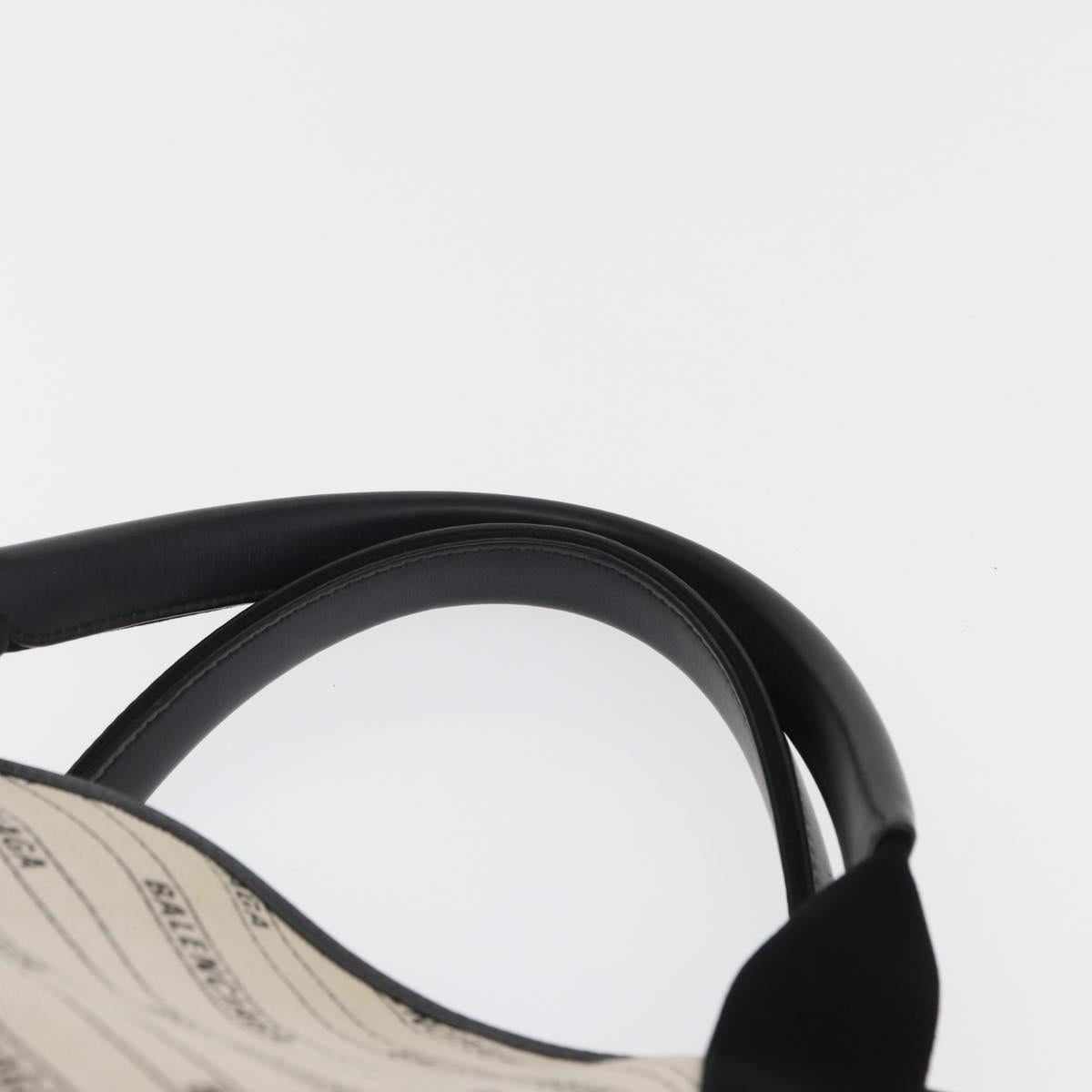 BALENCIAGA Hand Bag Canvas White Black 339933 Auth bs33110