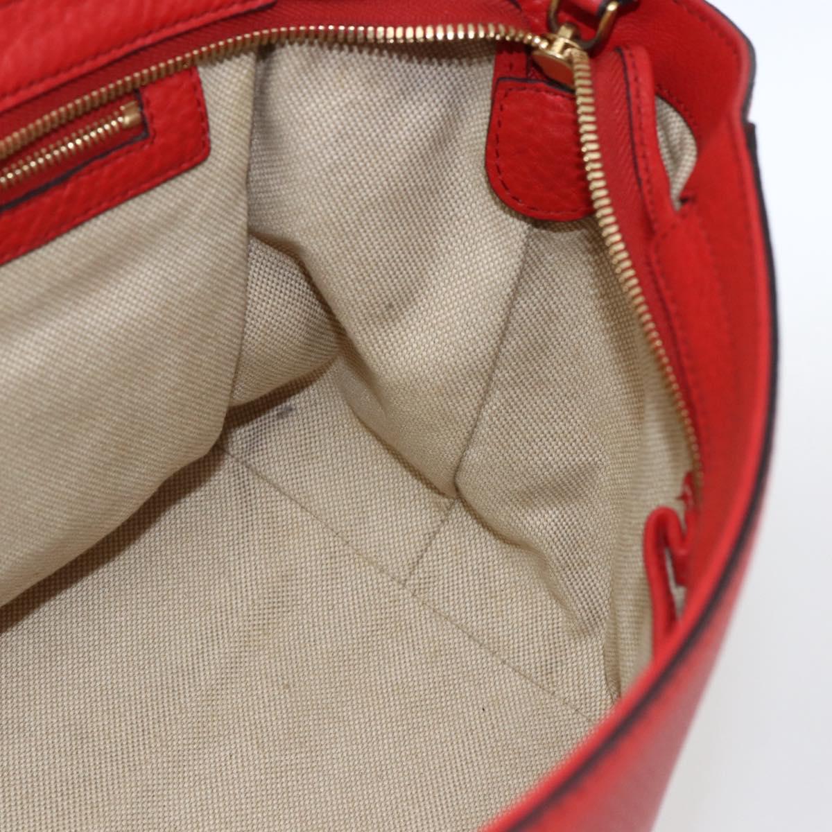 MCM Hand Bag Leather Red Gold Auth bs33111