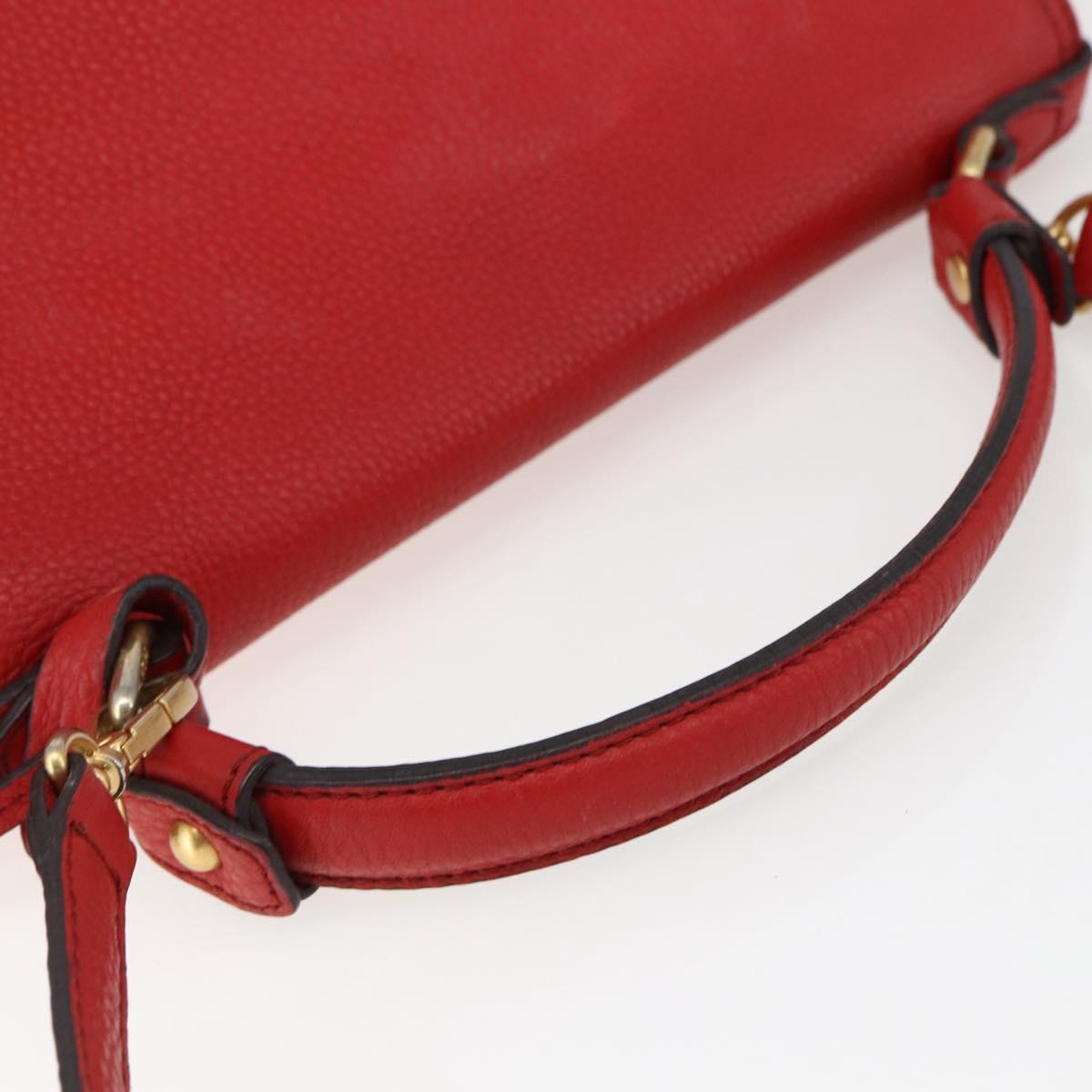 MCM Hand Bag Leather Red Gold Auth bs33111