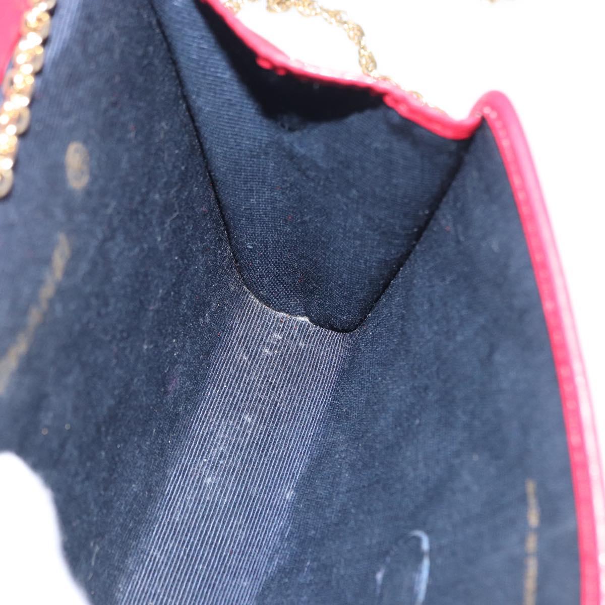 CHANEL Matelasse Chain Shoulder Bag Lamb Skin Red Gold CC Auth bs33112