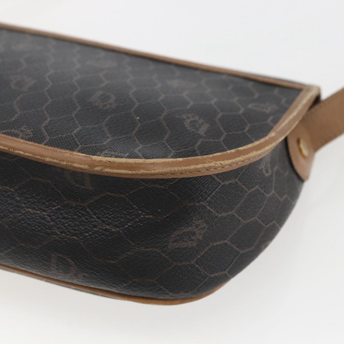 Christian Dior Honeycomb Canvas Shoulder Bag PVC Black Gold Auth bs33115