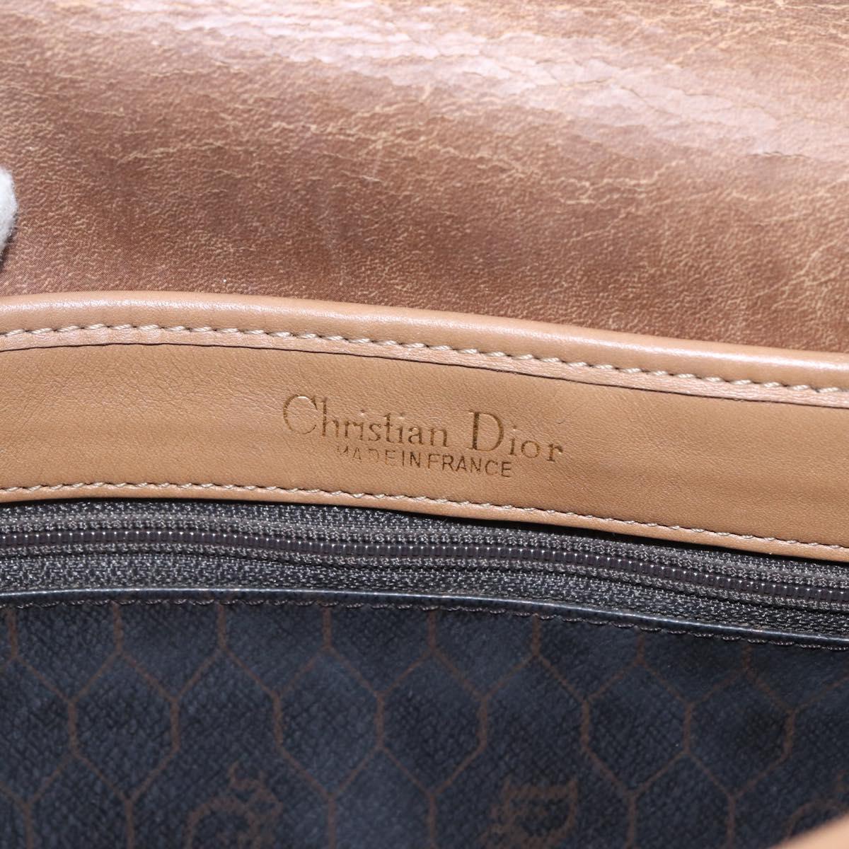 Christian Dior Honeycomb Canvas Shoulder Bag PVC Black Gold Auth bs33115