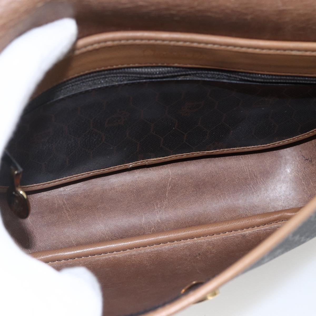 Christian Dior Honeycomb Canvas Shoulder Bag PVC Black Gold Auth bs33115