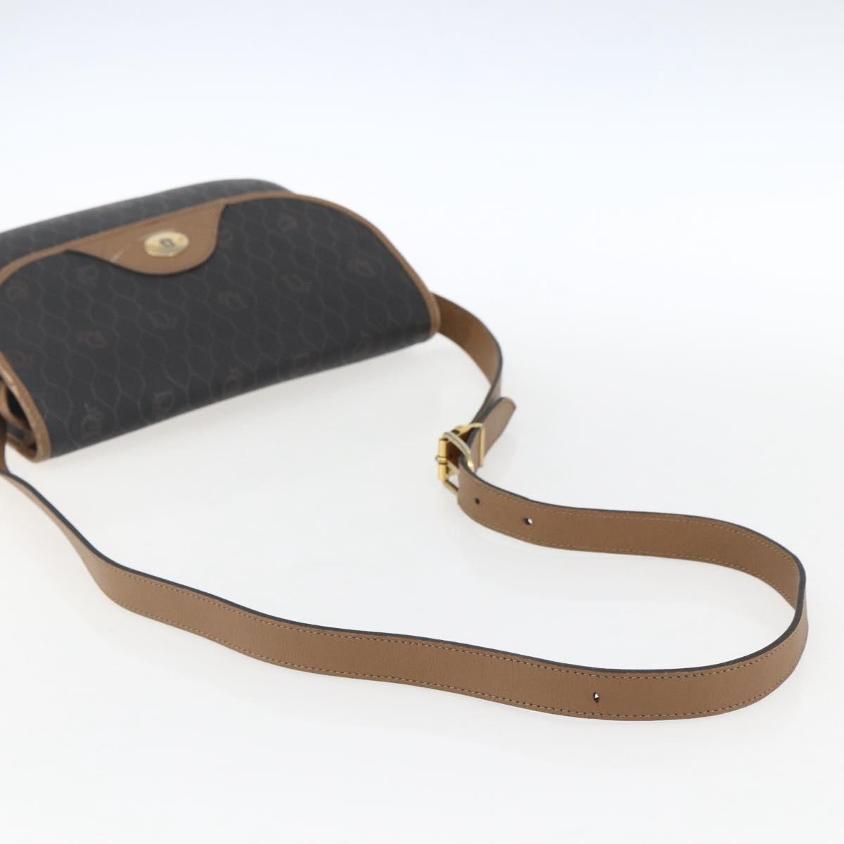 Christian Dior Honeycomb Canvas Shoulder Bag PVC Black Gold Auth bs33115