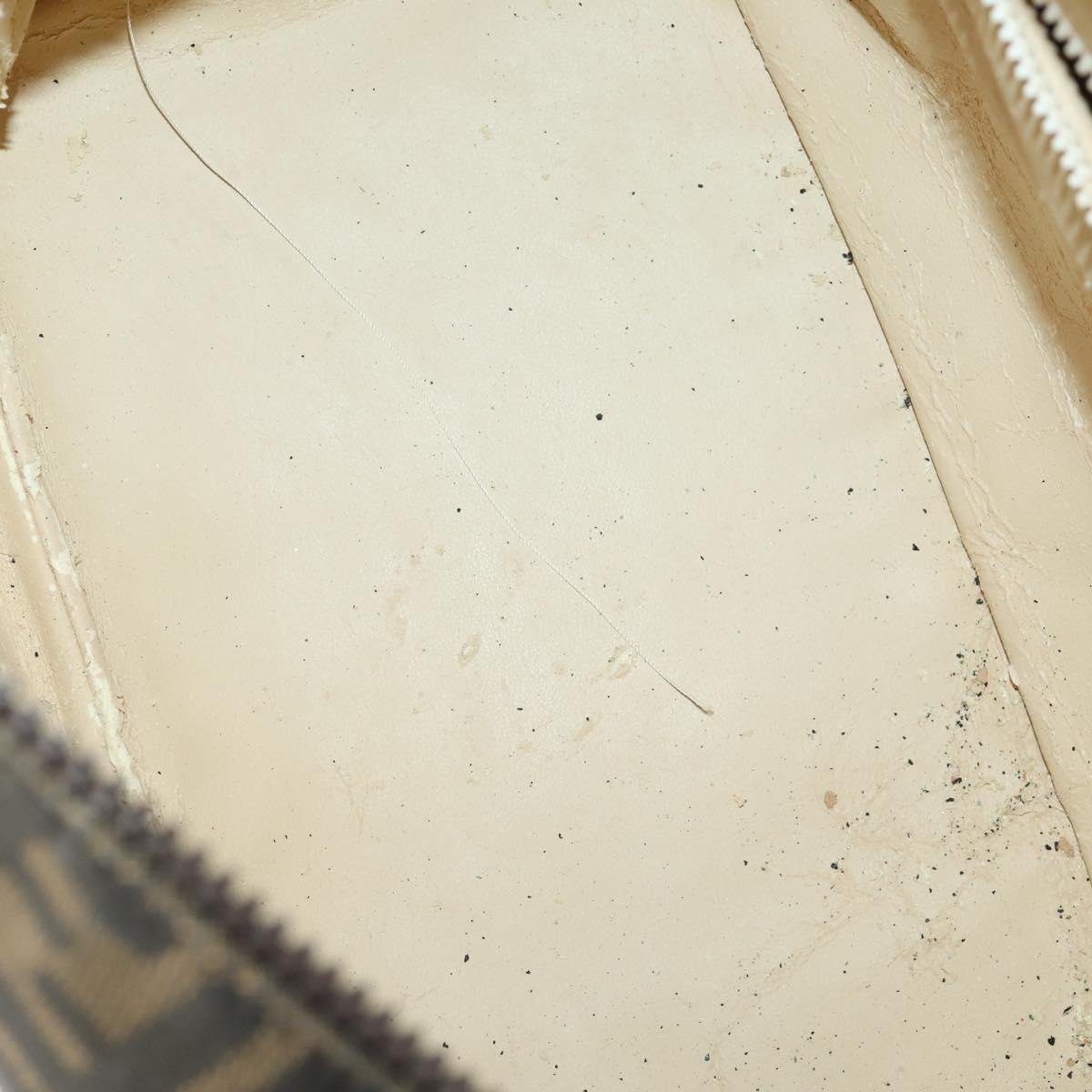 FENDI Zucca Canvas Hand Bag Brown Black Silver Auth bs33118