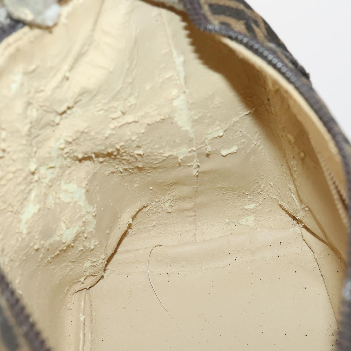 FENDI Zucca Canvas Hand Bag Brown Black Silver Auth bs33118