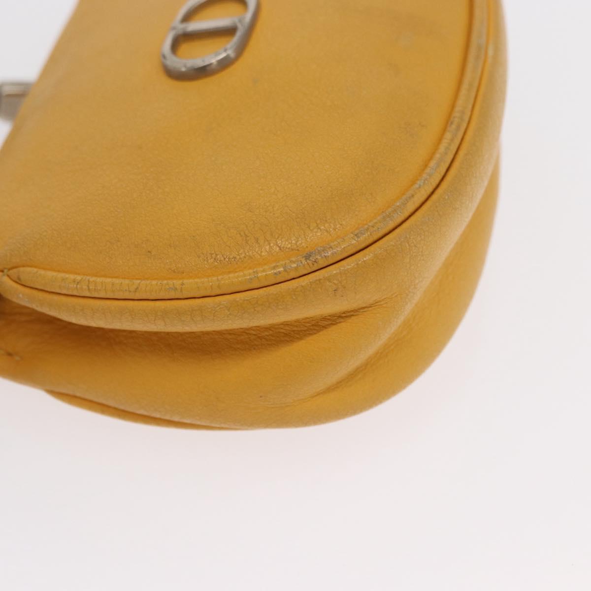 Christian Dior Shoulder Pouch Bag Leather Yellow Silver Auth bs33120
