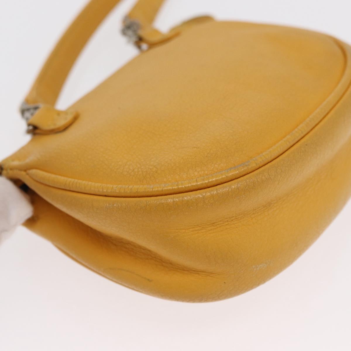 Christian Dior Shoulder Pouch Bag Leather Yellow Silver Auth bs33120