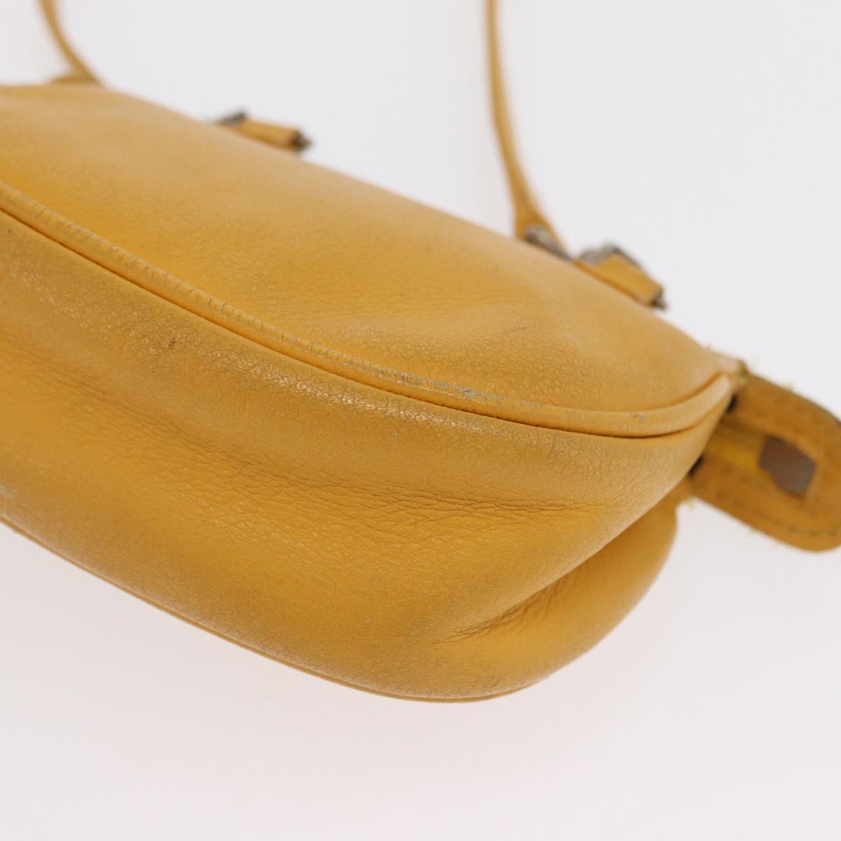 Christian Dior Shoulder Pouch Bag Leather Yellow Silver Auth bs33120