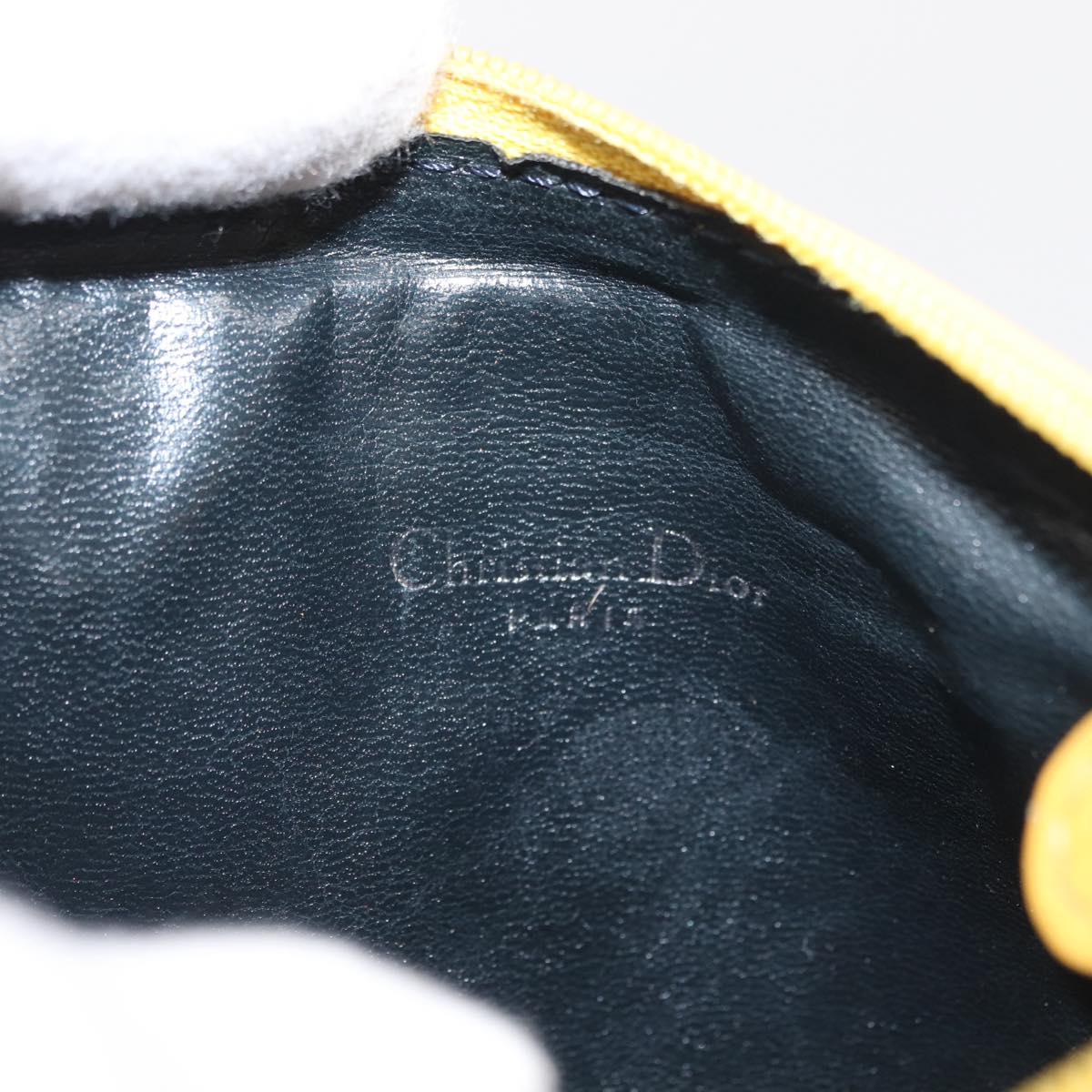 Christian Dior Shoulder Pouch Bag Leather Yellow Silver Auth bs33120