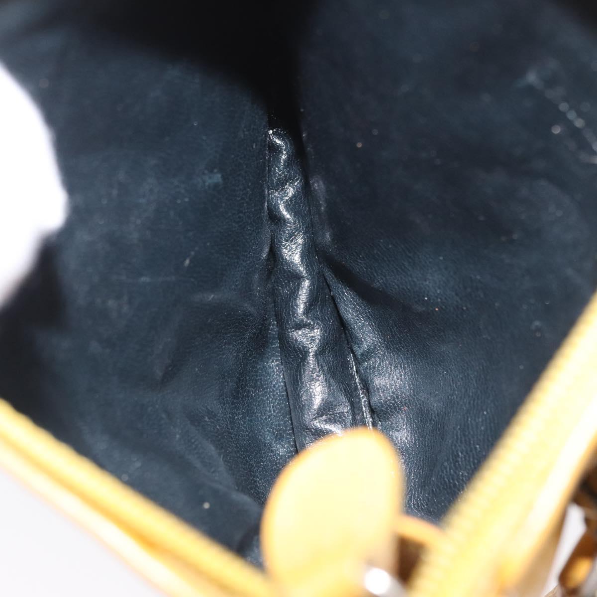 Christian Dior Shoulder Pouch Bag Leather Yellow Silver Auth bs33120