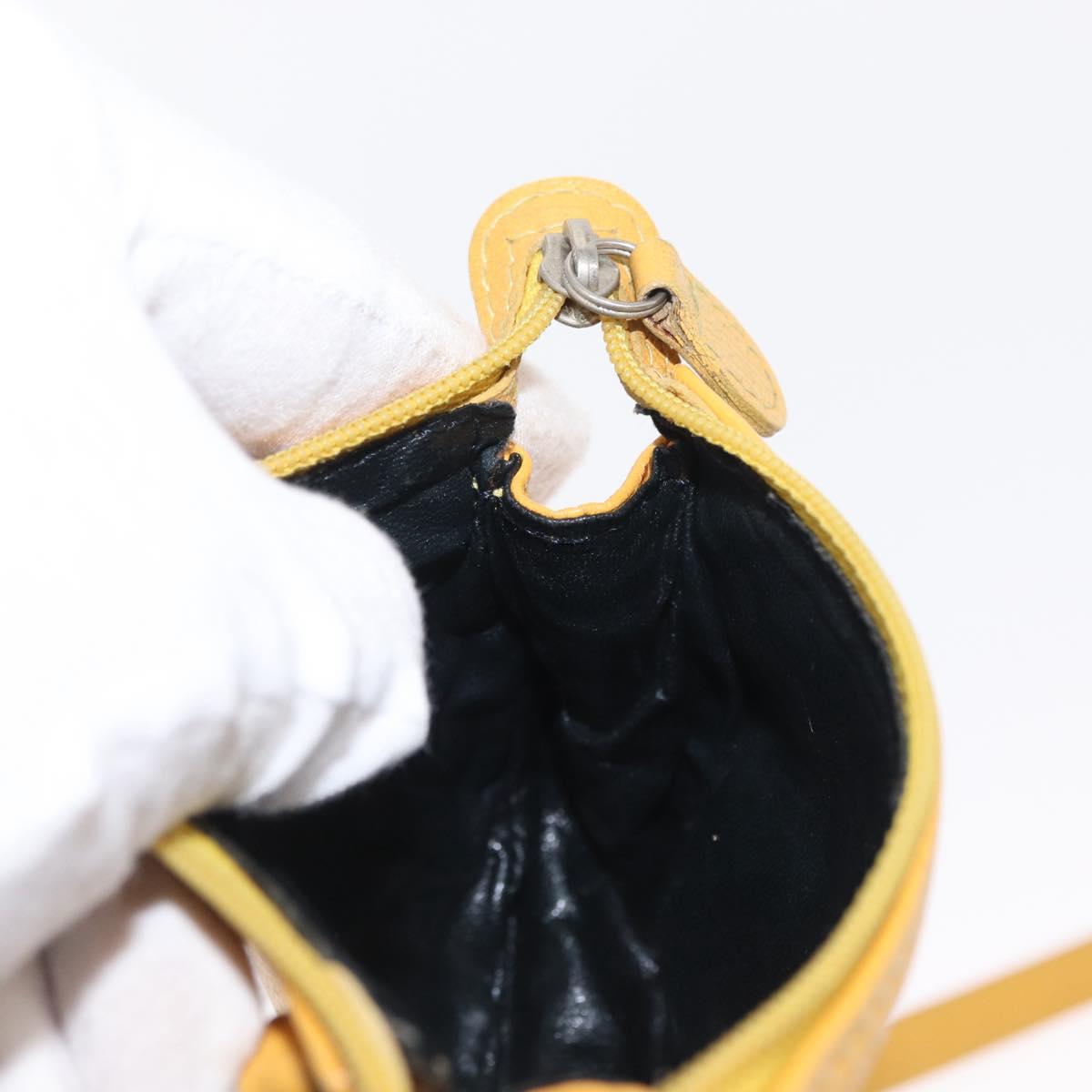 Christian Dior Shoulder Pouch Bag Leather Yellow Silver Auth bs33120