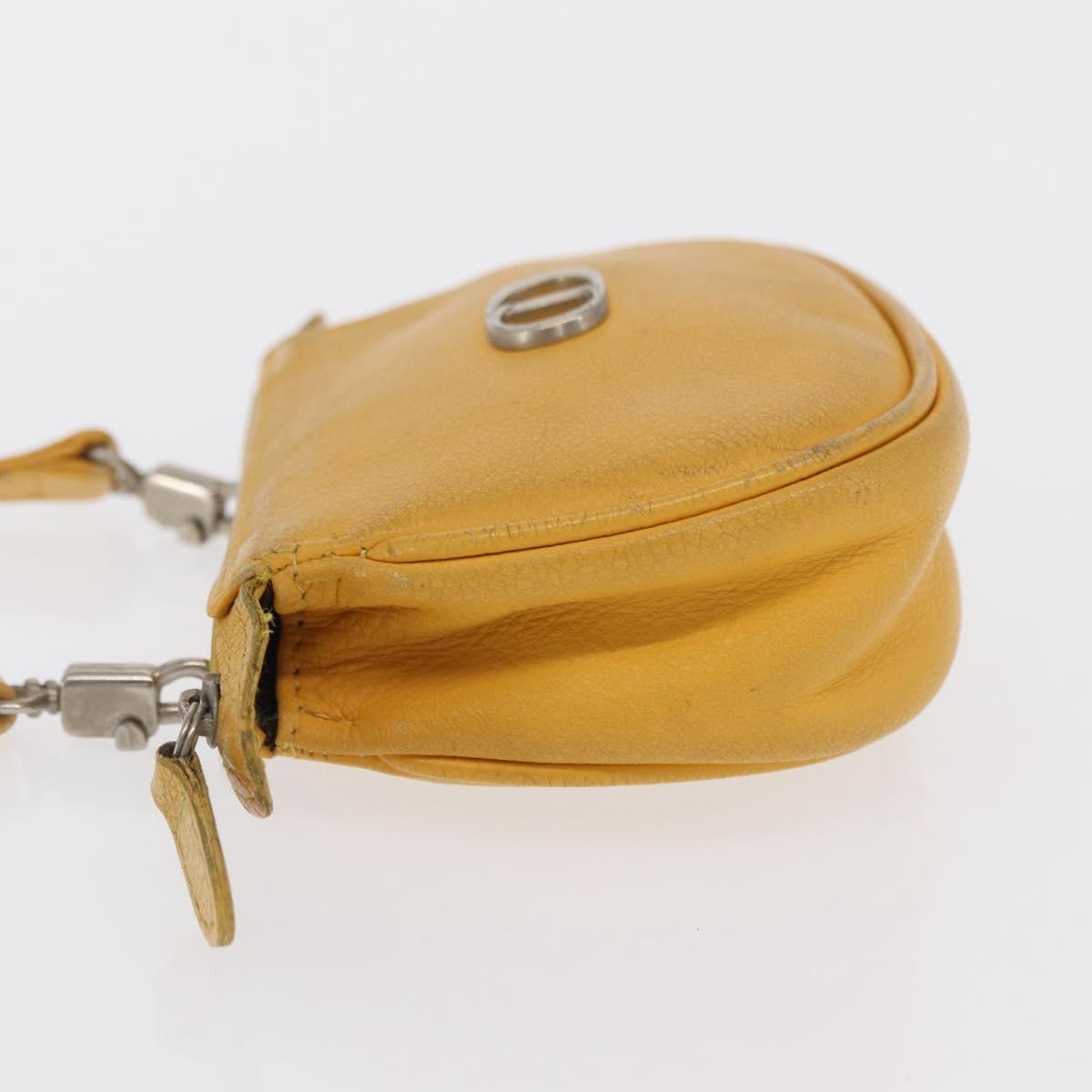 Christian Dior Shoulder Pouch Bag Leather Yellow Silver Auth bs33120