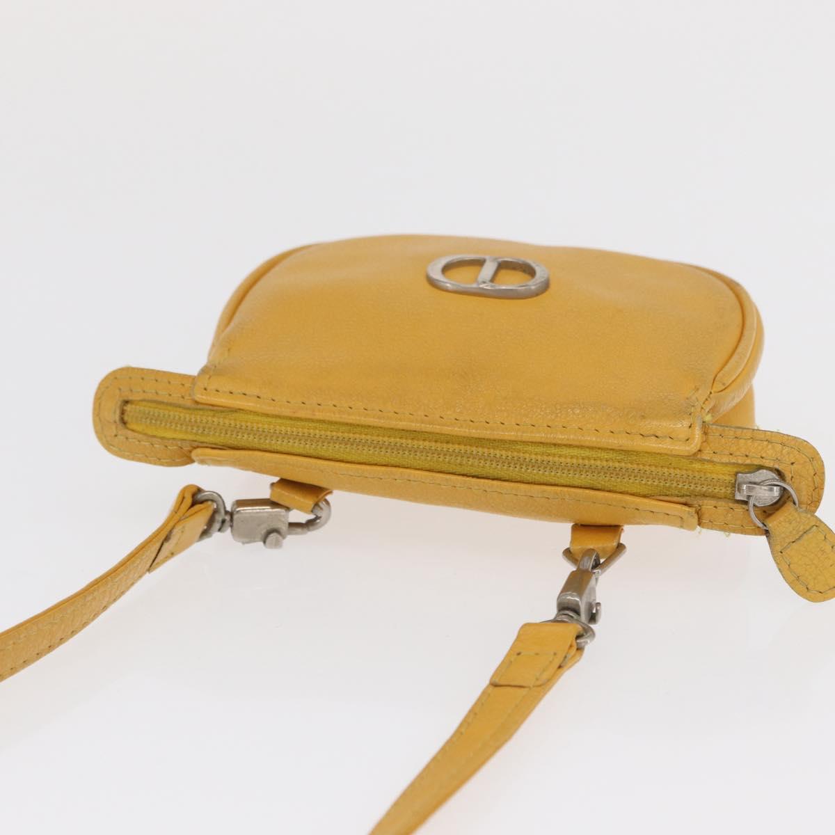 Christian Dior Shoulder Pouch Bag Leather Yellow Silver Auth bs33120
