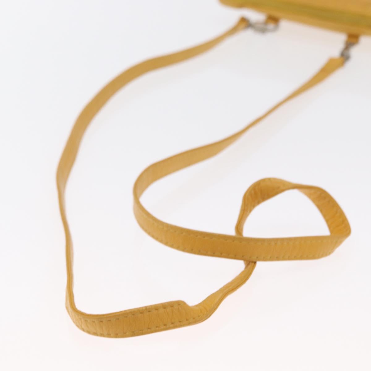 Christian Dior Shoulder Pouch Bag Leather Yellow Silver Auth bs33120