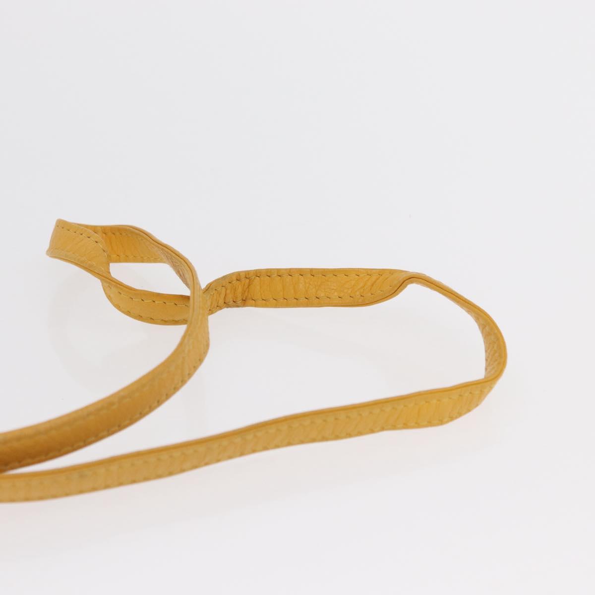 Christian Dior Shoulder Pouch Bag Leather Yellow Silver Auth bs33120