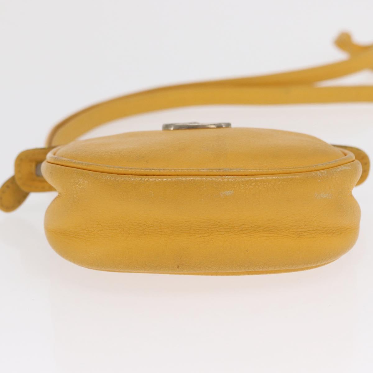 Christian Dior Shoulder Pouch Bag Leather Yellow Silver Auth bs33120