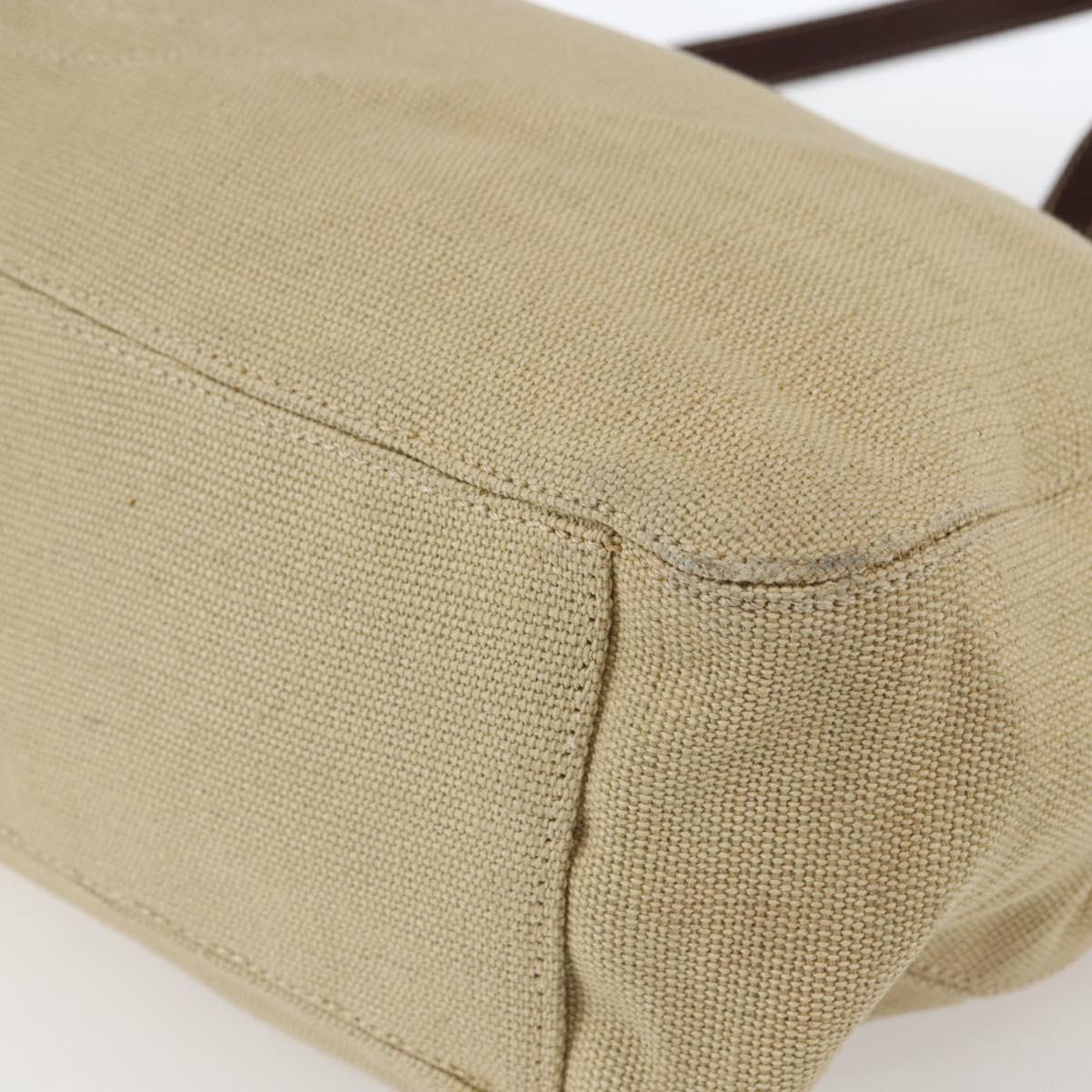 CHANEL Tote Bag Canvas Beige Gold CC Auth bs33123