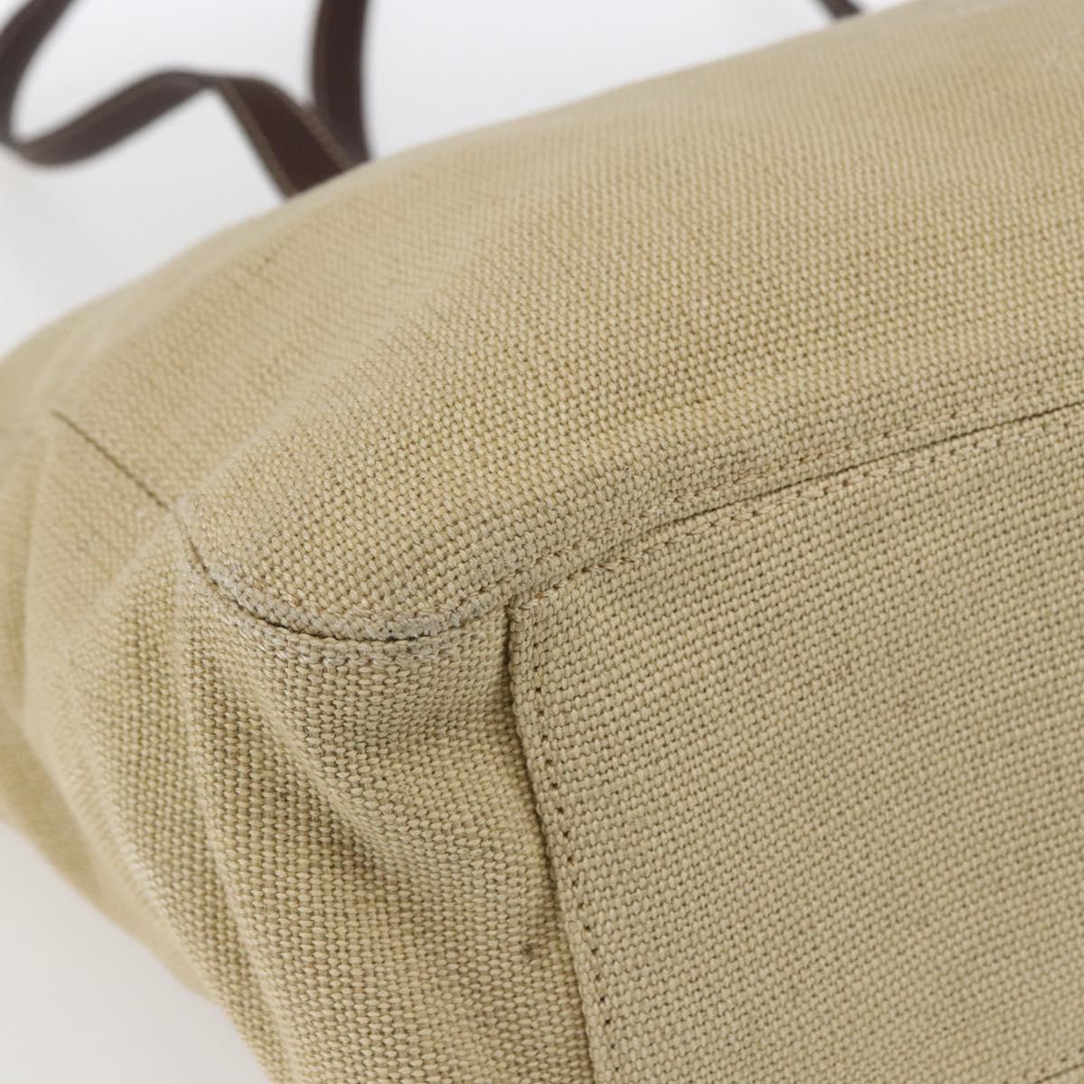 CHANEL Tote Bag Canvas Beige Gold CC Auth bs33123