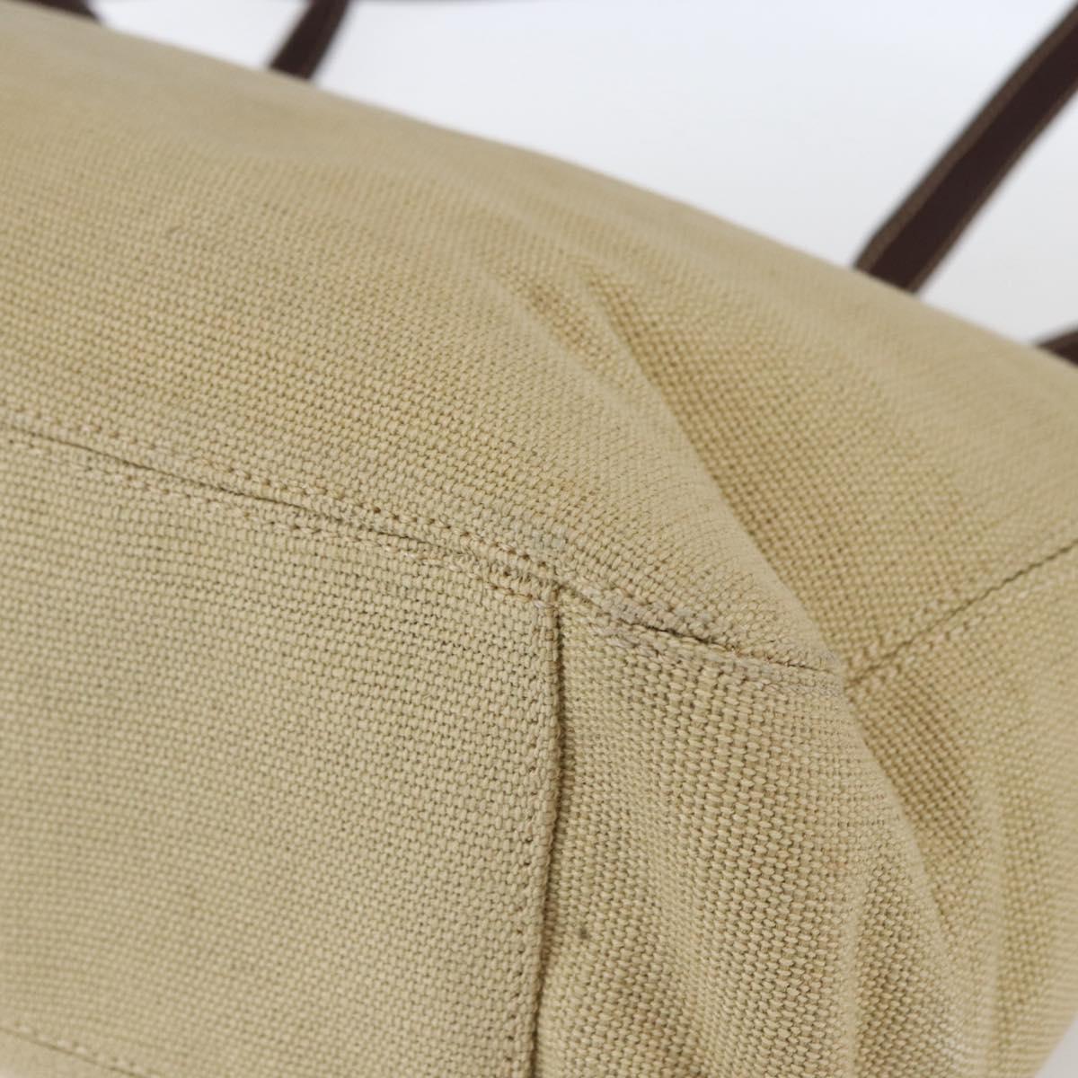 CHANEL Tote Bag Canvas Beige Gold CC Auth bs33123