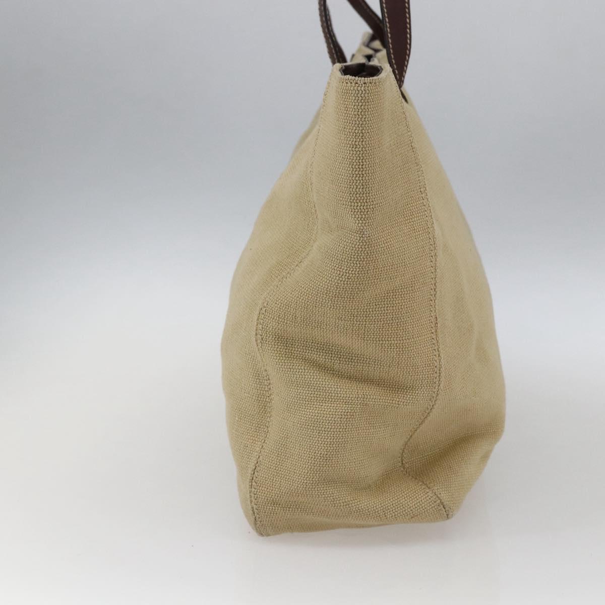 CHANEL Tote Bag Canvas Beige Gold CC Auth bs33123