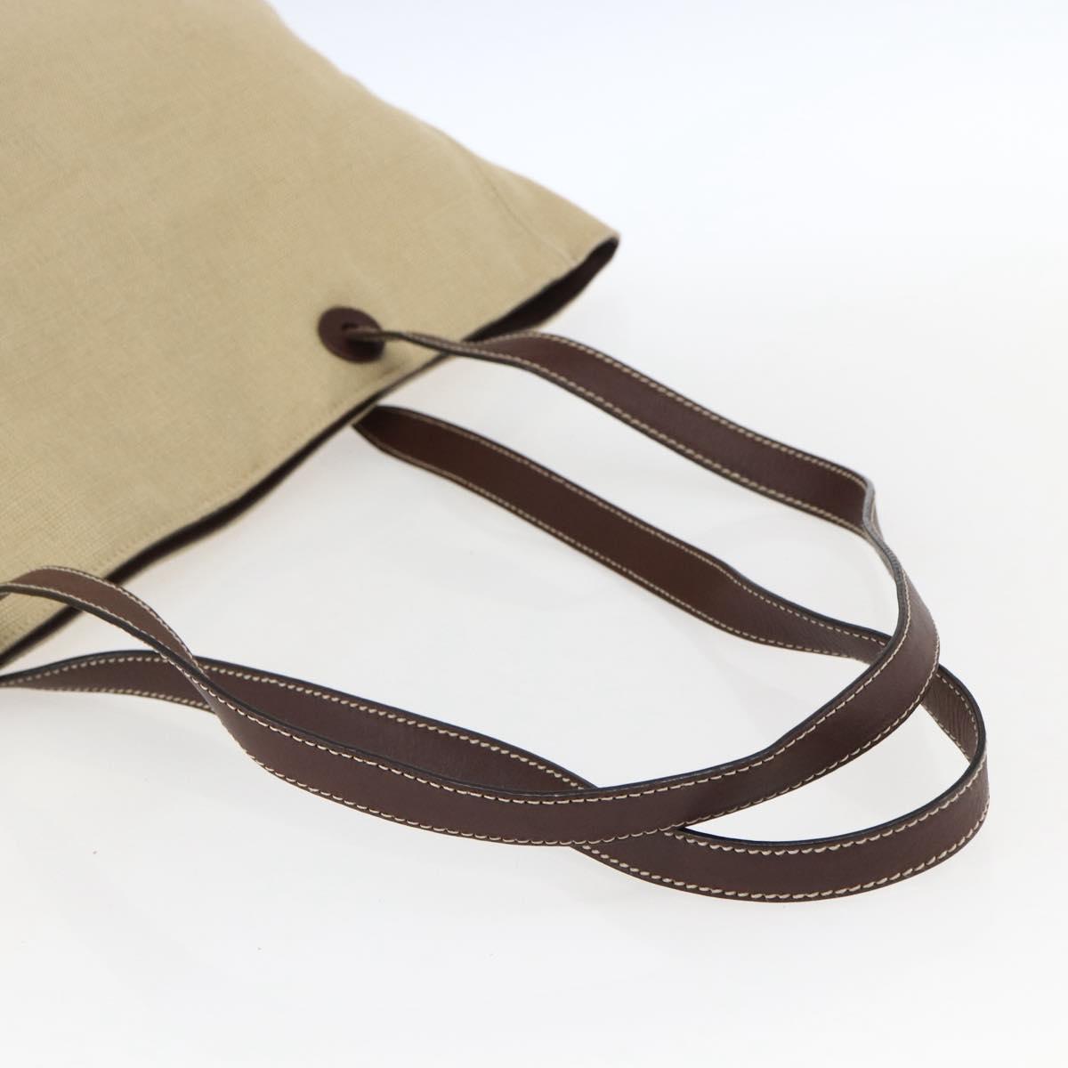 CHANEL Tote Bag Canvas Beige Gold CC Auth bs33123