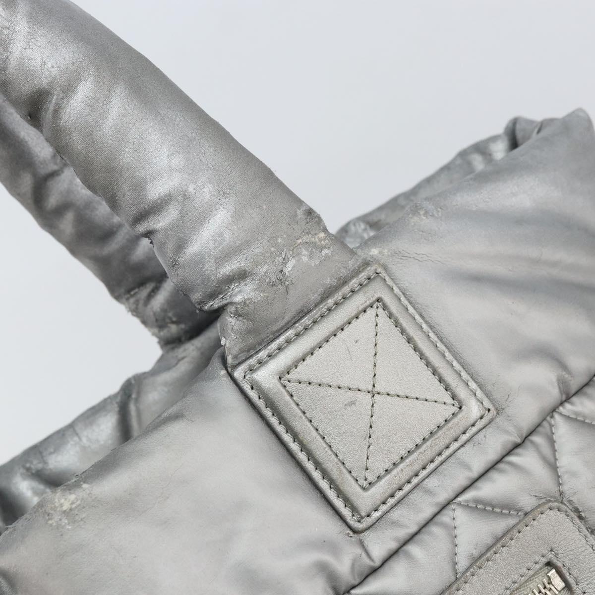 CHANEL Cococoon Tote Bag Coated Canvas Silver CC Auth bs33124