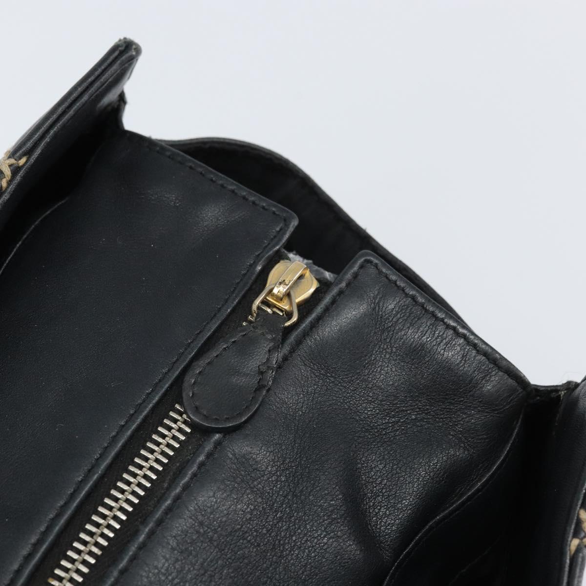 CHANEL Hand Bag Leather Black Gold CC Auth bs33126